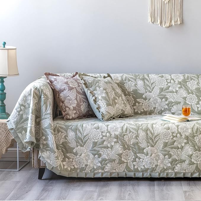 GLORY SEASON Sofa Cover Luxury Jacquard Stylish Embroidery Ruffle, Vintage Sofa - Image 7