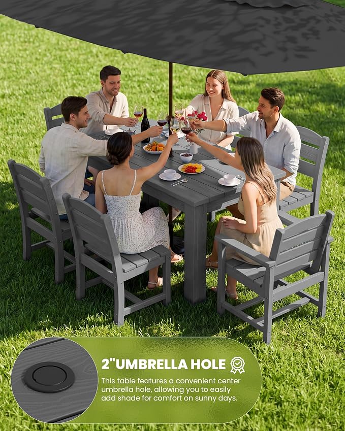 SERWALL Outdoor Dining Set for 8 – HDPE Patio Set - Image 3
