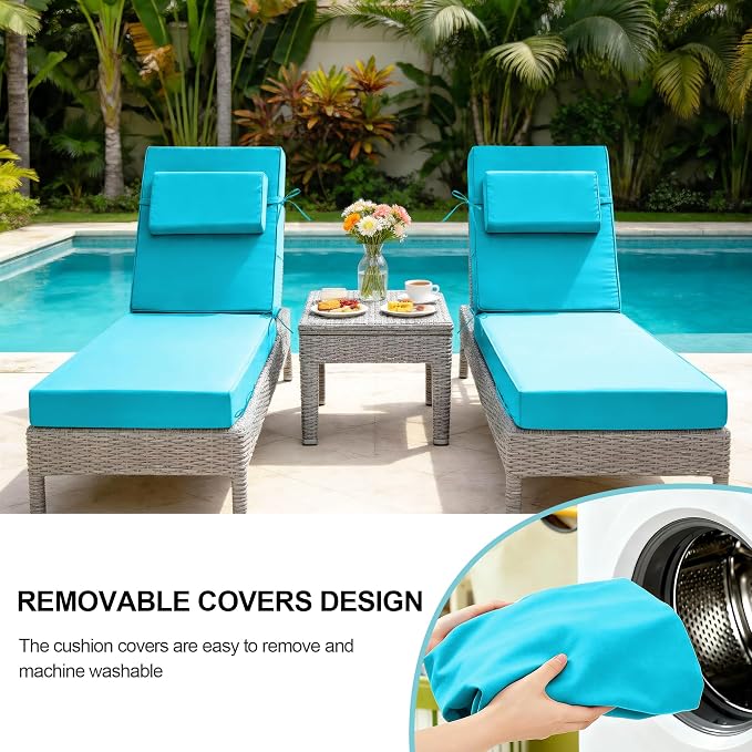 Chaise Lounge Cushions Outdoor 80x26x6 Inch, Fade Resistant 6'' Thicken Outdoor - Image 8