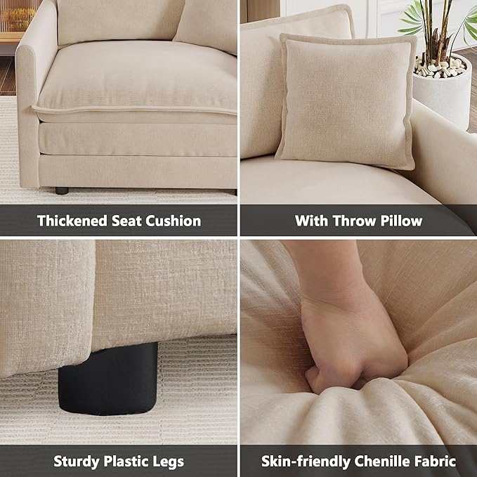 mikibama Luxury 3 Piece Sofa Set, 2 Pieces of Single Sofa and 1 Piece of 3 - Image 4