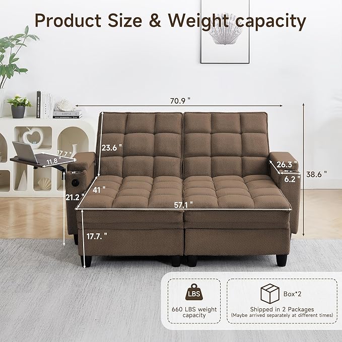 Auvsoce 71" Loveseat Recliner Chair - Image 2