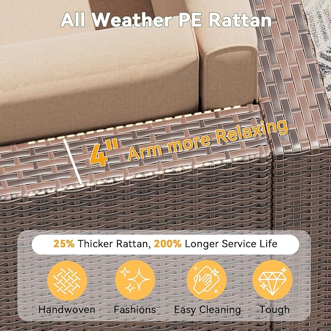 Aoxun 8 Piece Patio Furniture Set, Wicker Outdoor Furniture - Image 2