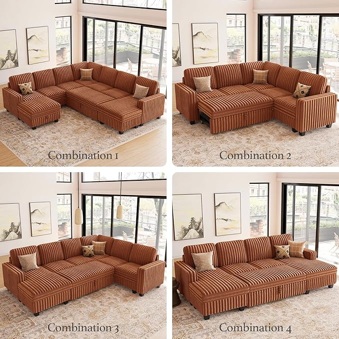 Belffin Corduroy Fabric Ottoman - Image 5