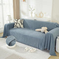 DREAMINGO Modern Minimalism Grayish Blue Couch Cover Sectional Sofa Covers by DREAMINGO
