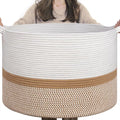 INDRESSME XXXLarge Cotton Rope Basket 21.7" x 21.7" x 13.8" Woven Baby laundry by INDRESSME