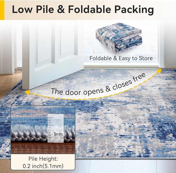 RELEANY Washable Area Rugs 2'x5' Non-Slip Modern Abstract Soft - Image 6