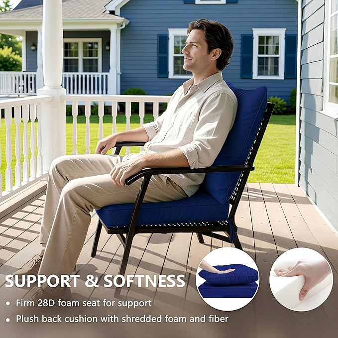 22x22 Inch Patio Chair Cushions Set of 2, Outdoor Furniture Cushions - Image 4