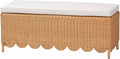 Bali & pari Teresa Bohemian Light Honey Scalloped Rattan Ottoman Bench by balipari