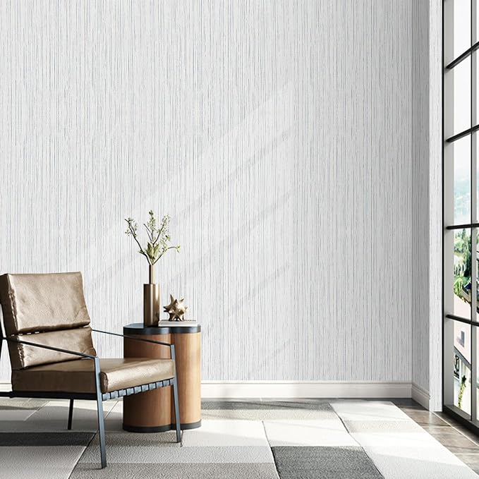Beige Grey Grasscloth Peel and Stick Wallpaper 15.74" x 196.85" Boho Grass - Image 4