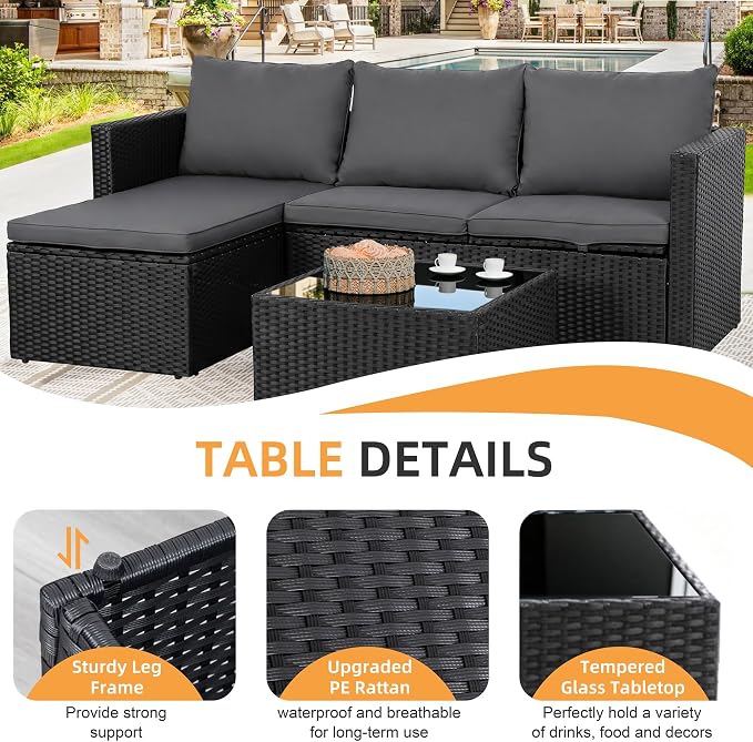 Shintenchi 4 Pieces Patio Furniture Sets, Outdoor Sofa Patio Sectional Sets All - Image 6