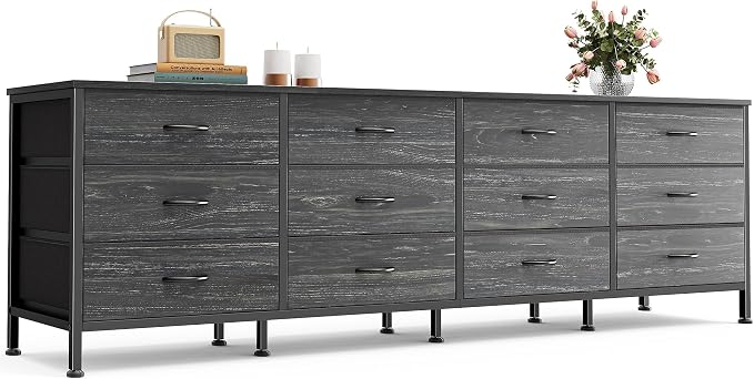 Huuger 70 Inch Dresser for Bedroom, TV Stand for 65, 80 Inch TV, 12 Fabric by Huuger