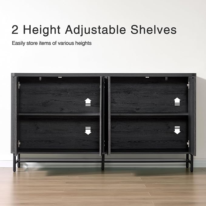 Fatmok Fluted Furniture Collection – 65" Buffet Cabinet, Mid Century Modern - Image 4