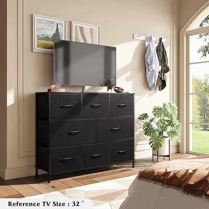 WLIVE 8 Drawer Dresser for Bedroom, Fabric Black Dresser - Image 2