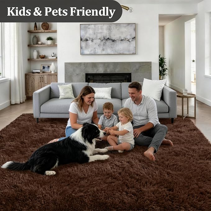 Fluffy Area Rugs 9x12 Living Room Bedroom: Ultra Soft Shag Rug Upgrade Non-Slip - Image 4