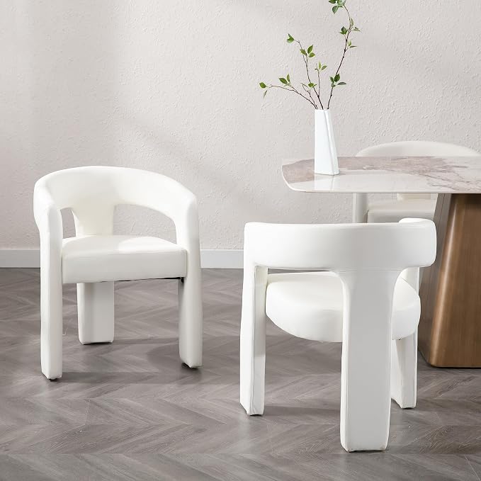 RIVOVA Modern Barrel Dining Chairs Set of 3, PU Leather Upholstered Accent Side - Image 7