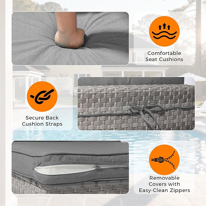 6-Seat Modular Patio Furniture Set – Outdoor Wicker Sectional Sofa - Image 6
