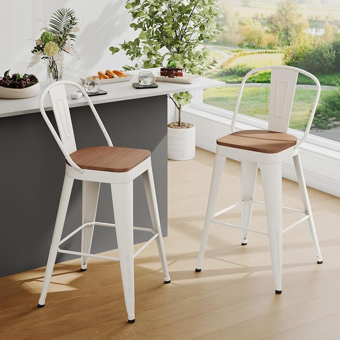 Andeworld Metal Bar Stools Set of 2, 26 inch Counter Height Barstools - Image 3