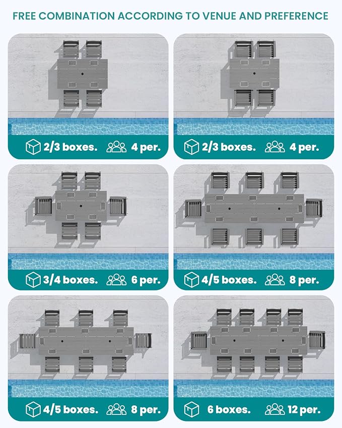 SERWALL HDPE Dining Set for 6: 1 Umbrella Hole Table, 4 Armless + 2 Armchairs. - Image 9
