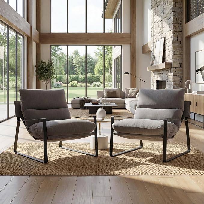 LukeAlon Modern Linen Accent Armchair, Upholstered Living Room Chair - Image 9