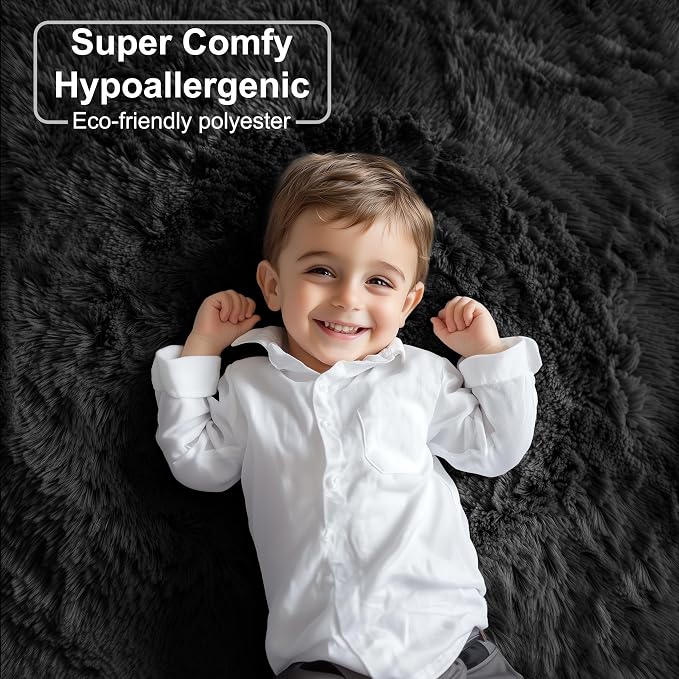PAGISOFE Black Runner Rugs for Bedroom, Living Room 2x6 Small Plush Fluffy Boys - Image 9