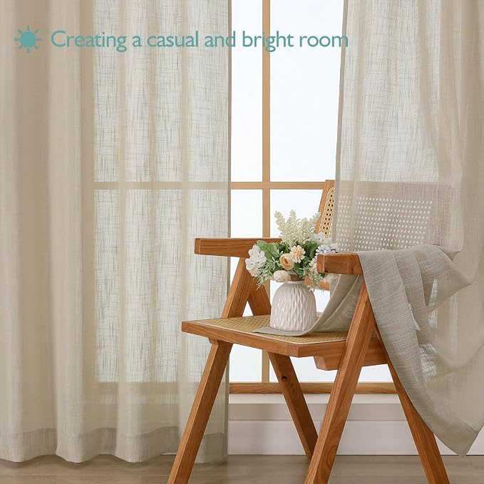 Chyhomenyc Extra Long Semi Sheer Curtains 108 Inches Long 2 Panels Set - Image 7