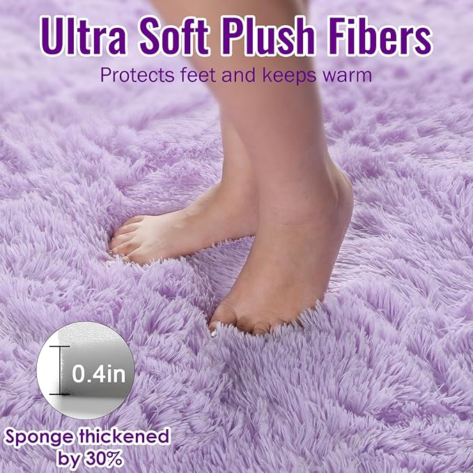 PAGISOFE Fluffy Soft Purple Rug 4' x 6' Rug, Shaggy Rugs - Image 3