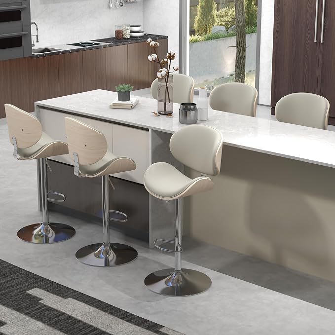 civama Bar Stools Set of 6 for Kitchen Counter, Adjustable Bar Height Chairs by civama