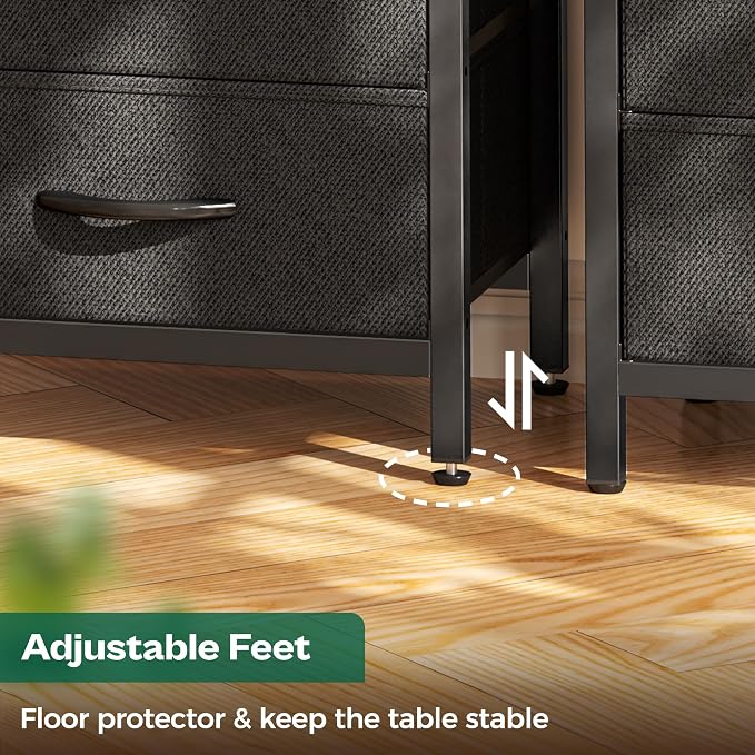 Huuger Nightstand with Charging Station, Side Table with Fabric Drawers - Image 8