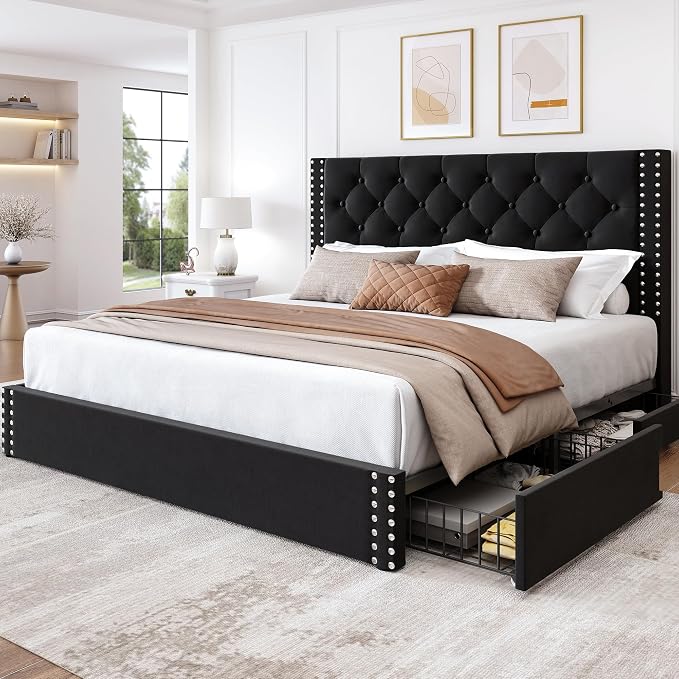 LARMACE Queen Size Platform Bed Frame by LARMACE