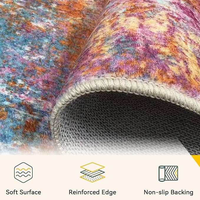 RELEANY Washable Area Rugs 5'x7' Non-Slip Modern Abstract Soft - Image 4