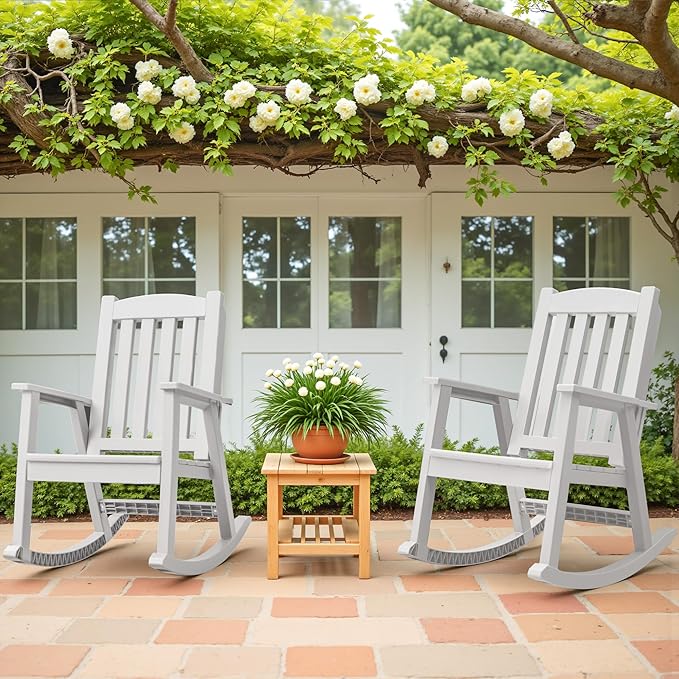 Greesum Set of 2 Outdoor Rocking Chair, Rust-Proof & UV-Resistant, Comfortable - Image 7