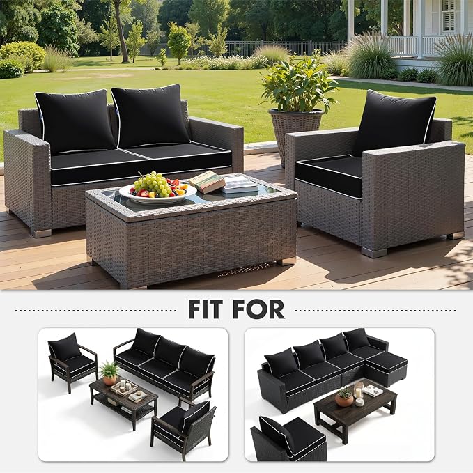 MIULEE Black Outdoor Seat Cushion 24x24 Inch Waterproof & 3 Year Fade Resistant - Image 5