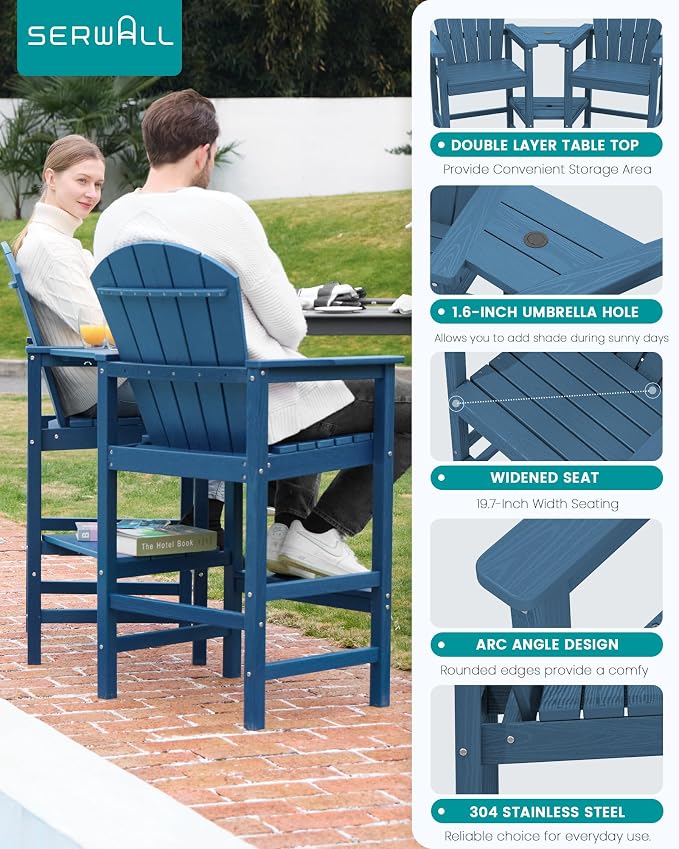 SERWALL Tall Adirondack Chairs Set of 4 - Image 4