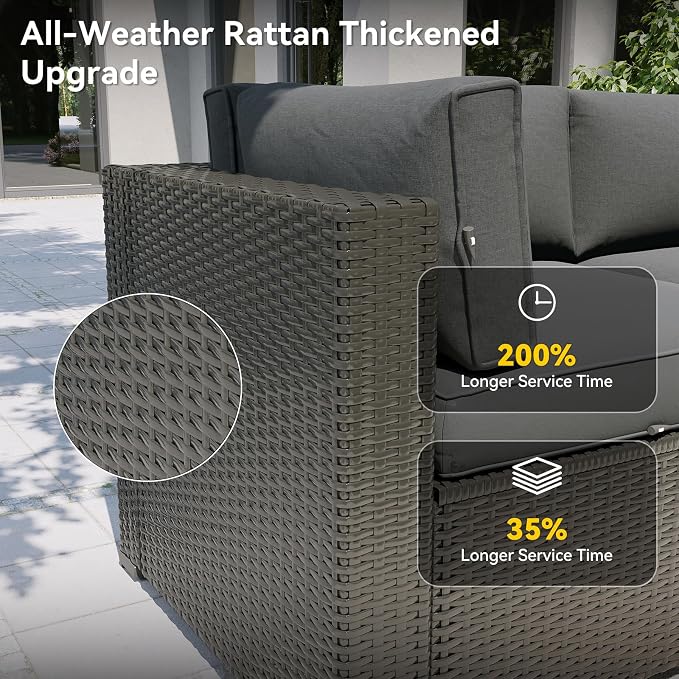 Aoxun Patio Furniture Set, 11 Piece Outdoor Sectional Sofas - Image 4