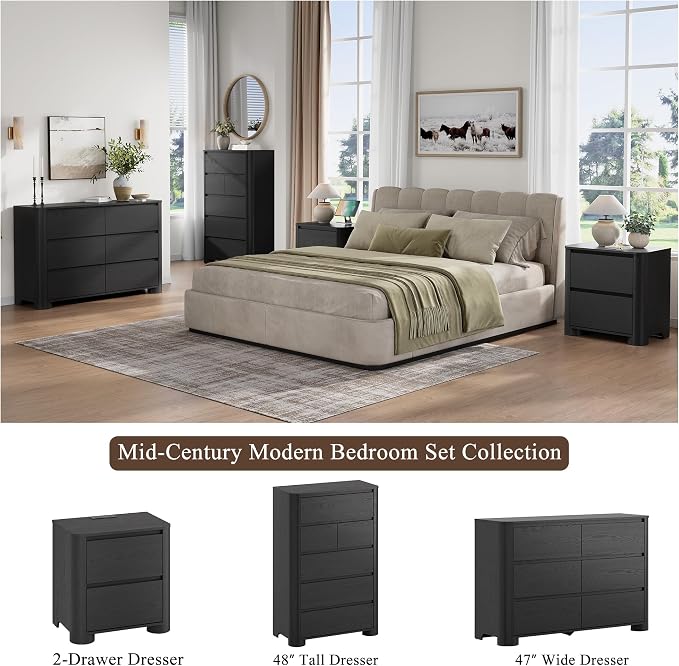 YANSNWO Modern Minimalist Dresser and Nightstand Sets 3 Piece Bedroom Set - Image 4