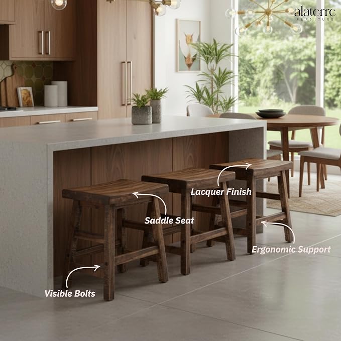 Alaterre Furniture Durango 20-Inch Tall Industrial Wood Dining Stool - Image 5
