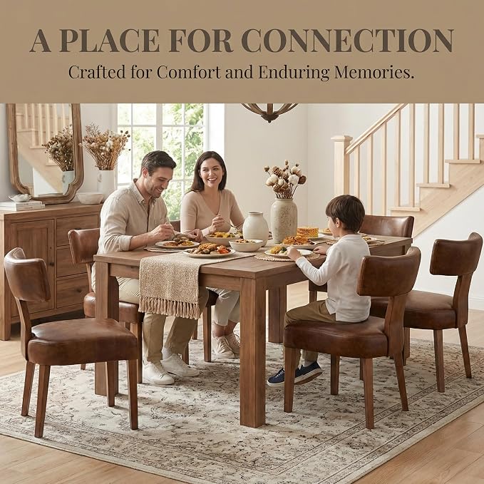 HNY Century Modern Dining Chairs Set of 4, Farmhouse PU Leather Upholstered - Image 3