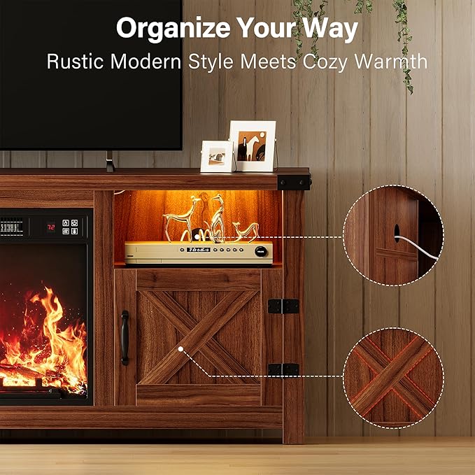 YESHOMY LED Fireplace TV Stand - Image 4