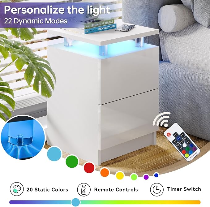 3-Piece Modern Living Room Table Set, Includes LED Coffee Table and End Tables - Image 5