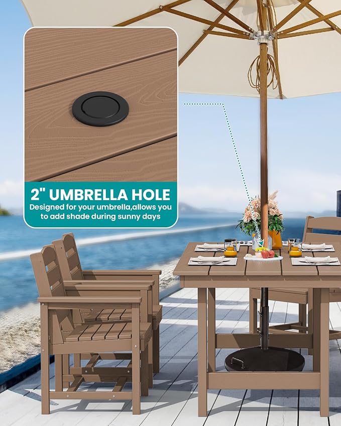 SERWALL Patio Dining Table Sets 5-Piece, Outdoor HDPE Dining Furniture Set - Image 2