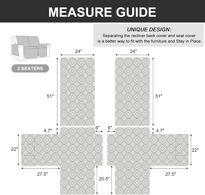 Genina Waterproof Loveseat Recliner Cover Non-Slip, Sofa Cover - Image 5