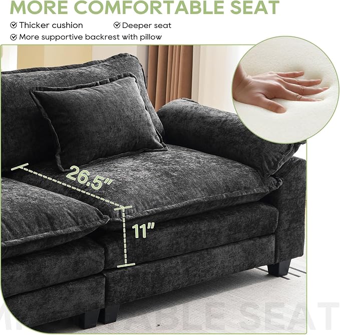 Oprisen Modular Sectional Sofa, Comfy Cloud Couch Sectional Sofa, Chenille Sofa - Image 4