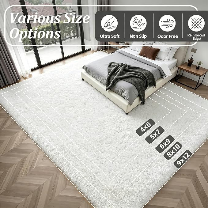 Fluffy 4x6 Area Rugs for Living Room Bedroom: Ultra Soft Shag Rug Non-Slip - Image 9