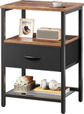 Huuger Night Stand with Fabric Drawer, Side Table with Mesh Shelf, Bedroom by Huuger