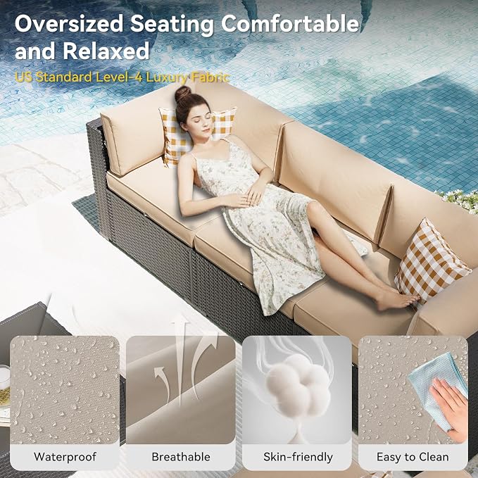 Aoxun Patio Furniture Set, 7 Piece Outdoor Sectional Sofas - Image 3