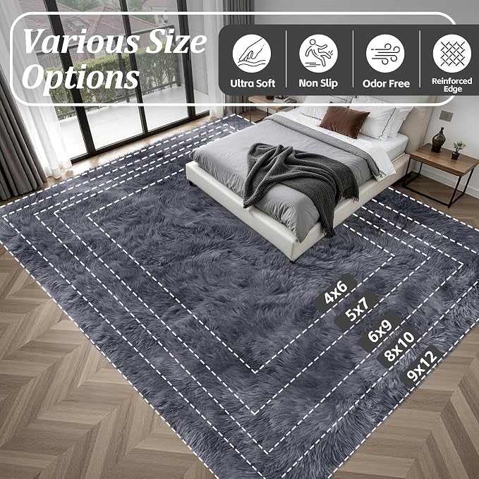 8x10 Area Rugs for Living Room Bedroom: Ultra Soft Fluffy Shag Rug Upgrade - Image 9