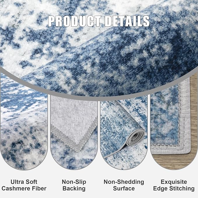 5x7 Area Rug Living Room Rug: Washable Modern Abstract Soft Thin Rug Indoor - Image 7