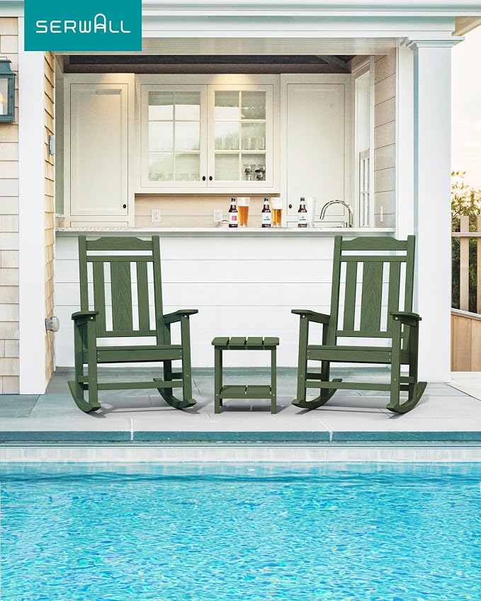 SERWALL Oversized Rocking Chair Set of 4 Outdoor, HDPE Outdoor Rocking Chair - Image 2