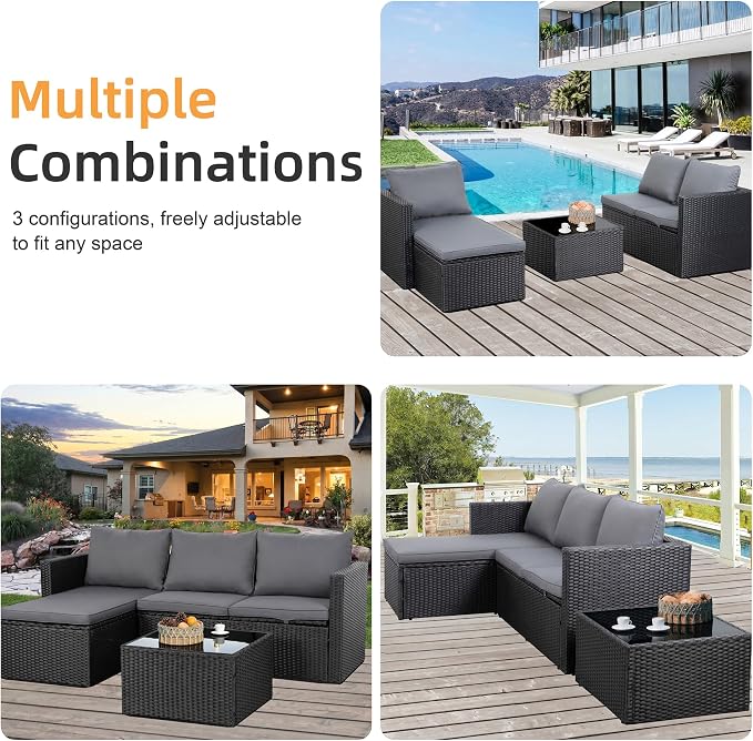 Shintenchi 4 Pieces Patio Furniture Sets, Outdoor Sofa Patio Sectional Sets All - Image 7