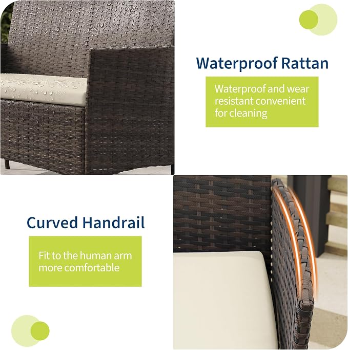 GAOMON 4-Piece Patio Furniture Set, Modern PE Rattan Conversation Set - Image 3